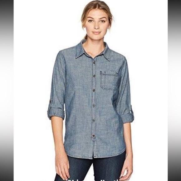 Carhartt Women’s Roll Tab Sleeve Chambray Shirt Size 16/18 - Picture 1 of 9